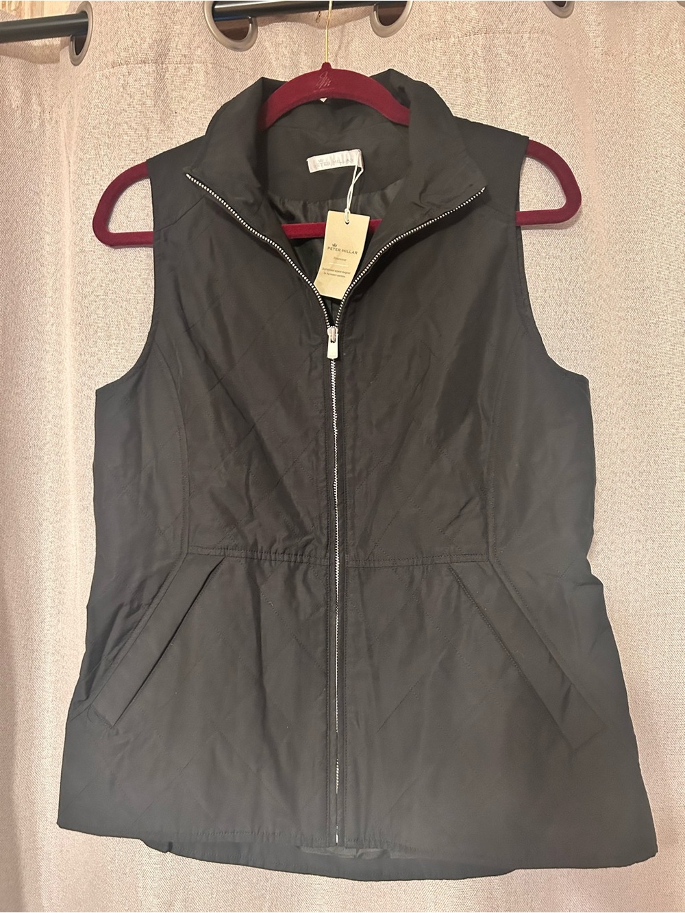 New Peter Millar Women's Black Quilted Zip Vest Medium
